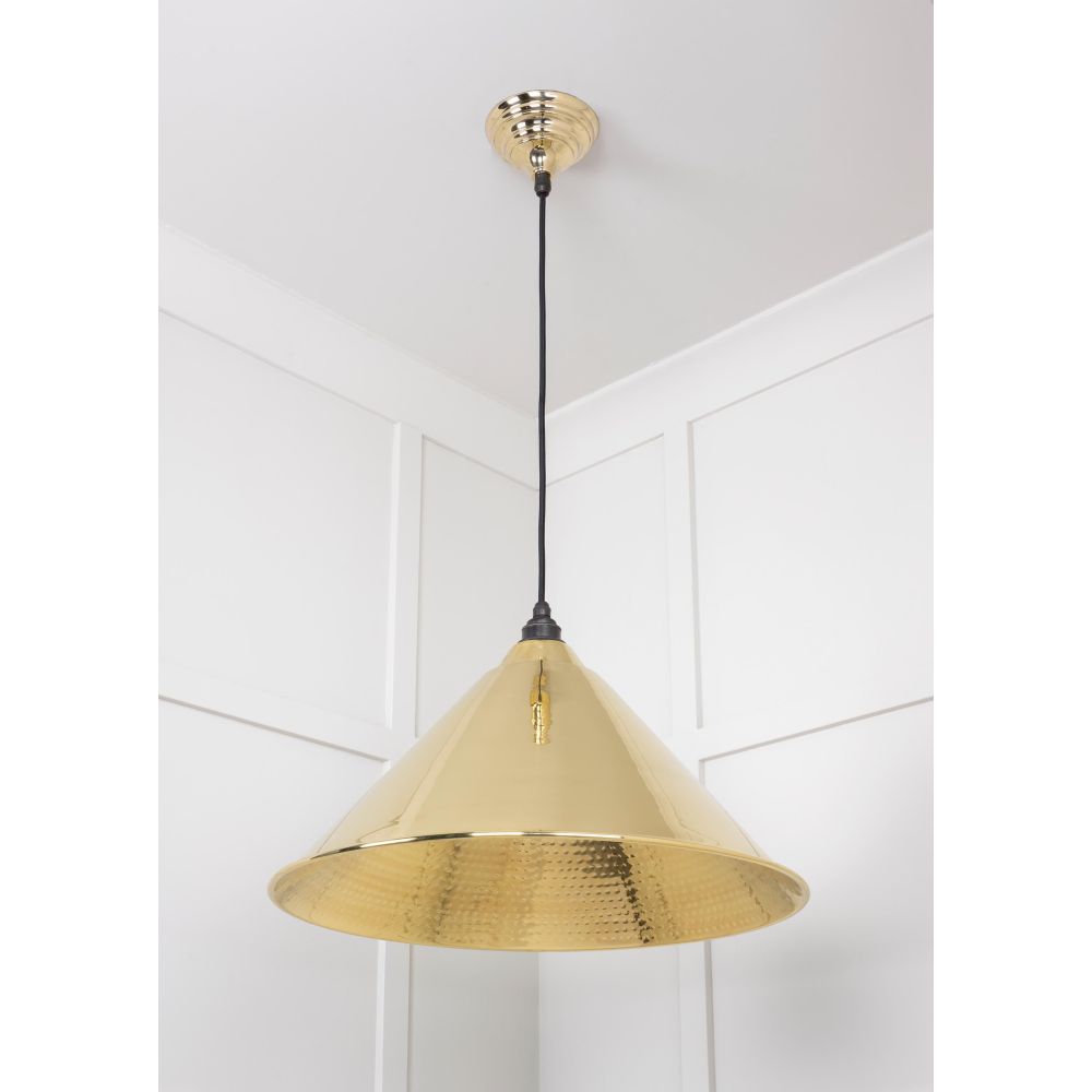 From The Anvil - Hammered Brass Hockley Pendant | Sku. 49523 | Trade Door Handles.