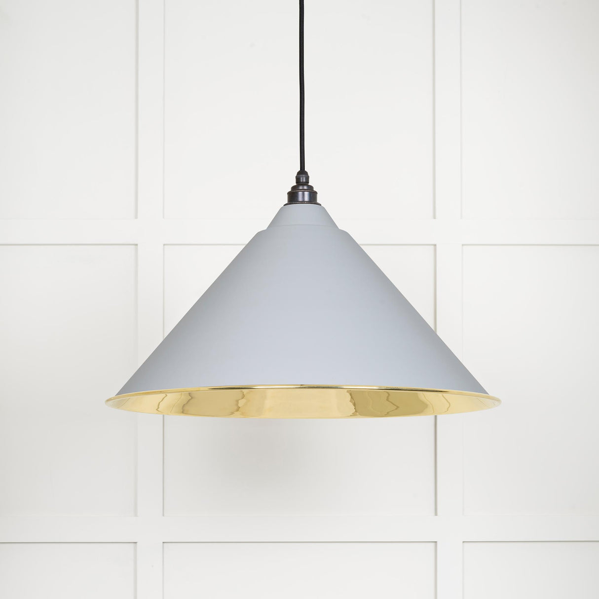 From The Anvil - Smooth Brass Hockley Pendant in Birch | Sku. 49524BI | Trade Door Handles.