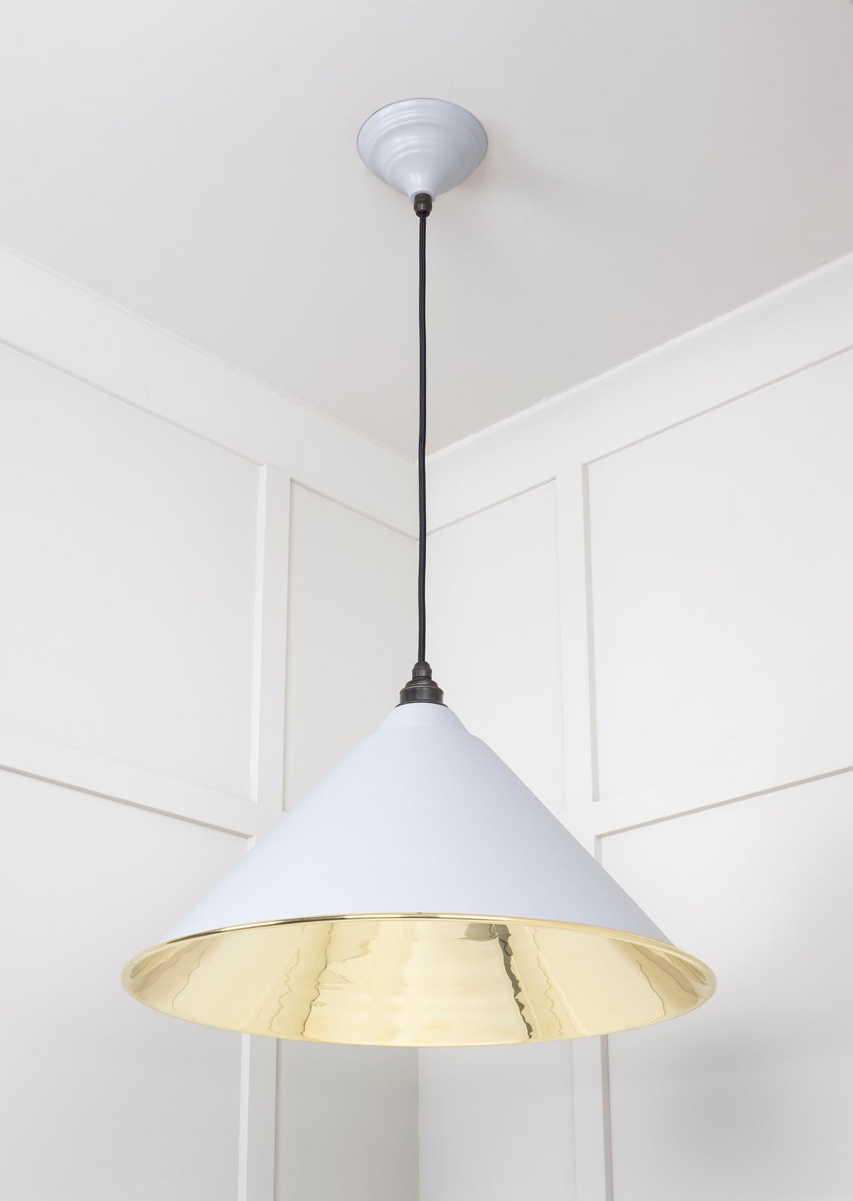From The Anvil - Smooth Brass Hockley Pendant in Birch | Sku. 49524BI | Trade Door Handles.