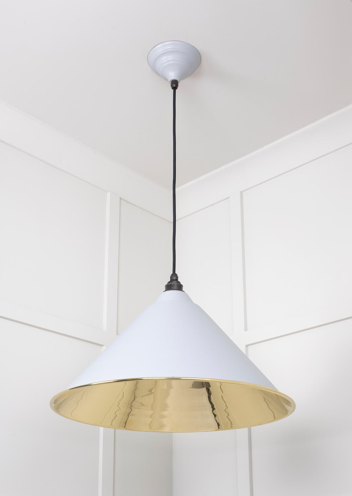 From The Anvil - Smooth Brass Hockley Pendant in Birch | Sku. 49524BI | Trade Door Handles.