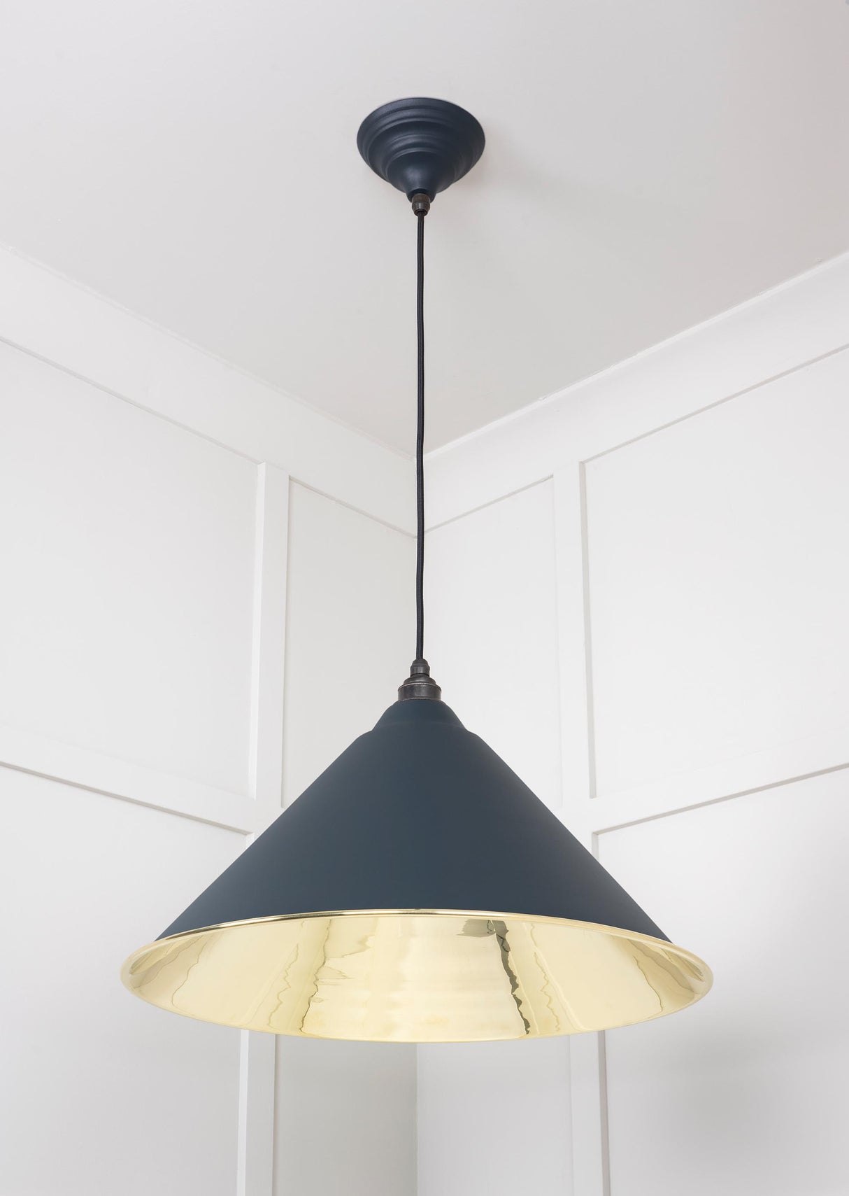From The Anvil - Smooth Brass Hockley Pendant in Soot | Sku. 49524SO | Trade Door Handles.