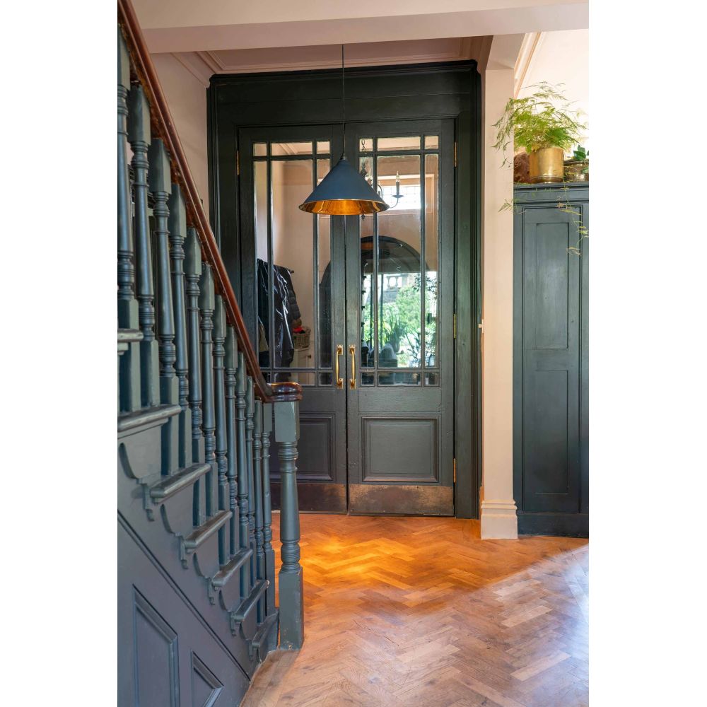 From The Anvil - Smooth Brass Hockley Pendant in Soot | Sku. 49524SO | Trade Door Handles.