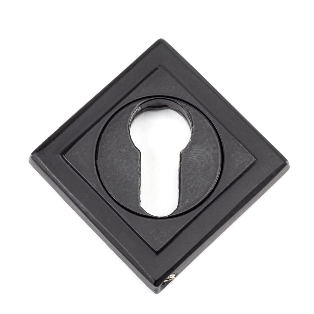 From The Anvil - Matt Black Round Euro Escutcheon (Square) | Sku. 49543 | Trade Door Handles.