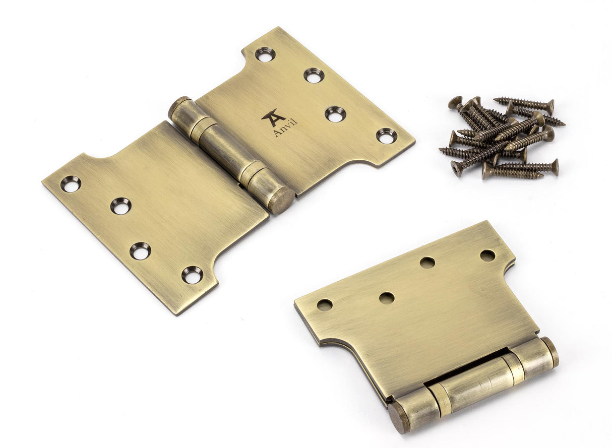 From The Anvil - Aged Brass 4" x 4" x 6" Parliament Hinge (pair) ss | Sku. 49553 | Trade Door Handles.