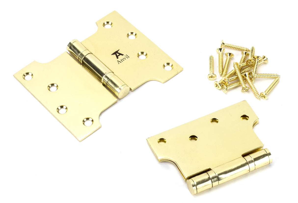 From The Anvil - Polished Brass 4" x 3" x 5" Parliament Hinge (pair) ss | Sku. 49555 | Trade Door Handles.