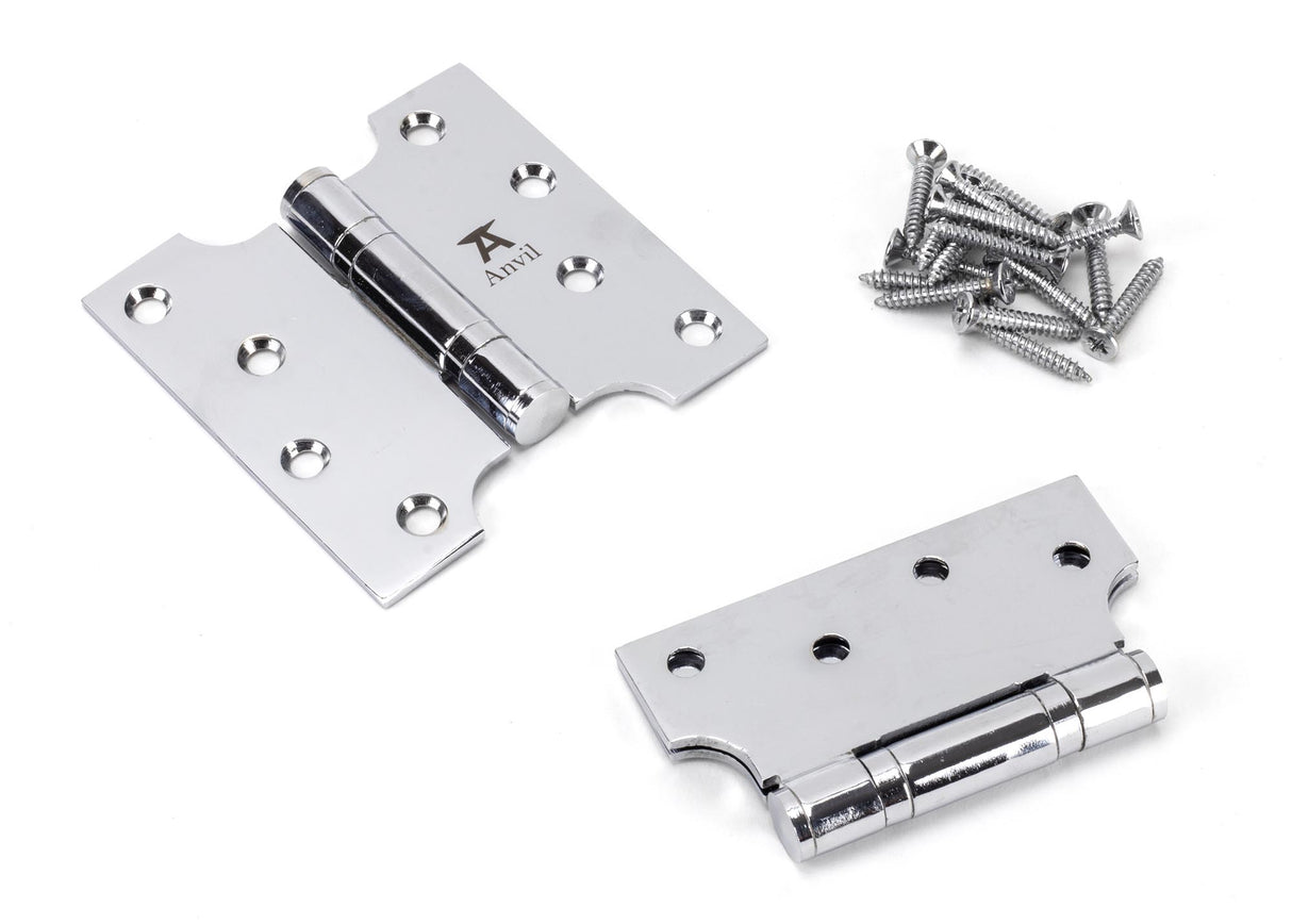 From The Anvil - Polished Chrome 4" x 2" x 4" Parliament Hinge (pair) ss | Sku. 49557 | Trade Door Handles.