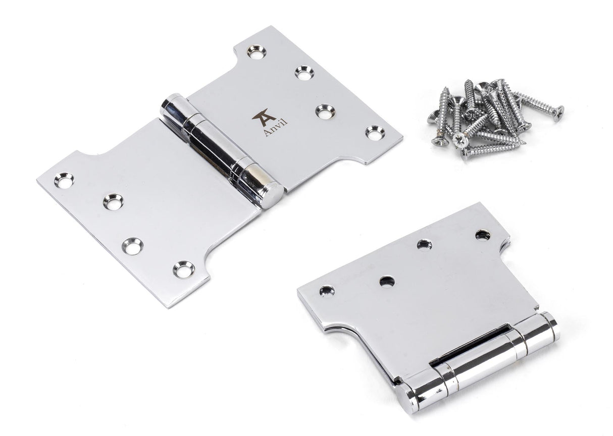 From The Anvil - Polished Chrome 4" x 4" x 6" Parliament Hinge (pair) ss | Sku. 49559 | Trade Door Handles.