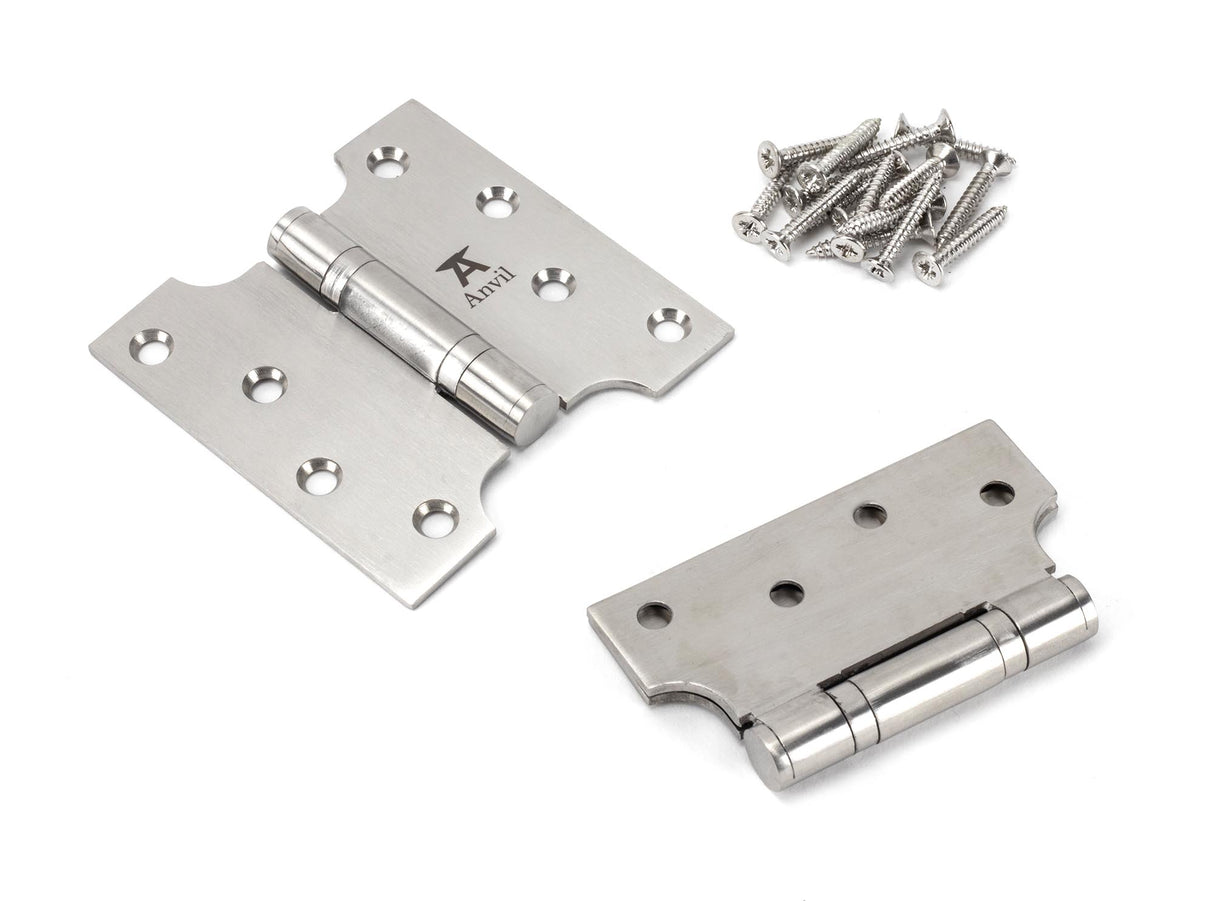From The Anvil - Satin SS 4" x 2" x 4" Parliament Hinge (pair) | Sku. 49566 | Trade Door Handles.