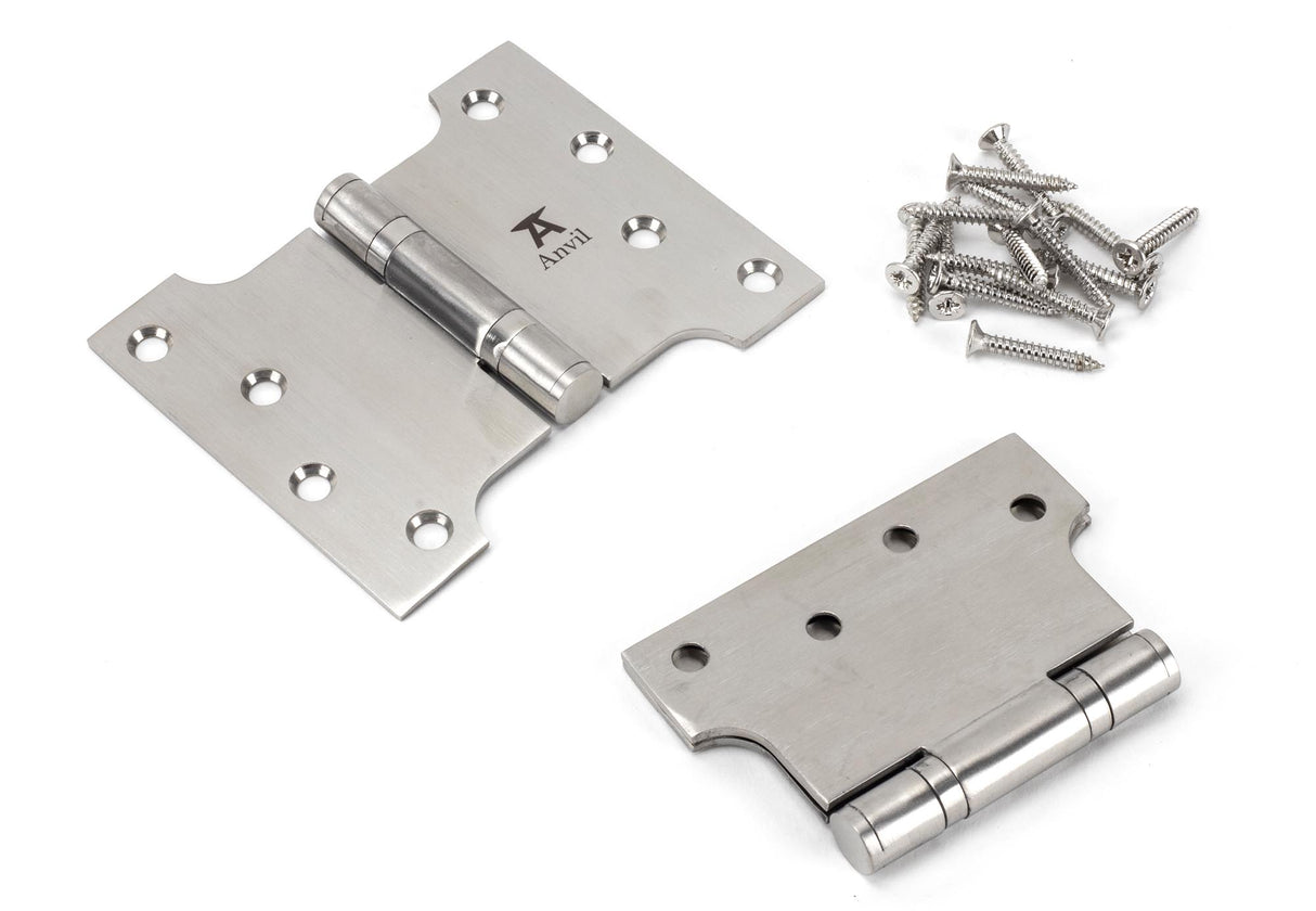 From The Anvil - Satin SS 4" x 3" x 5" Parliament Hinge (pair) | Sku. 49567 | Trade Door Handles.