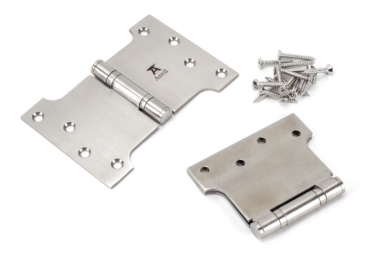 From The Anvil - Satin SS 4" x 4" x 6" Parliament Hinge (pair) | Sku. 49568 | Trade Door Handles.