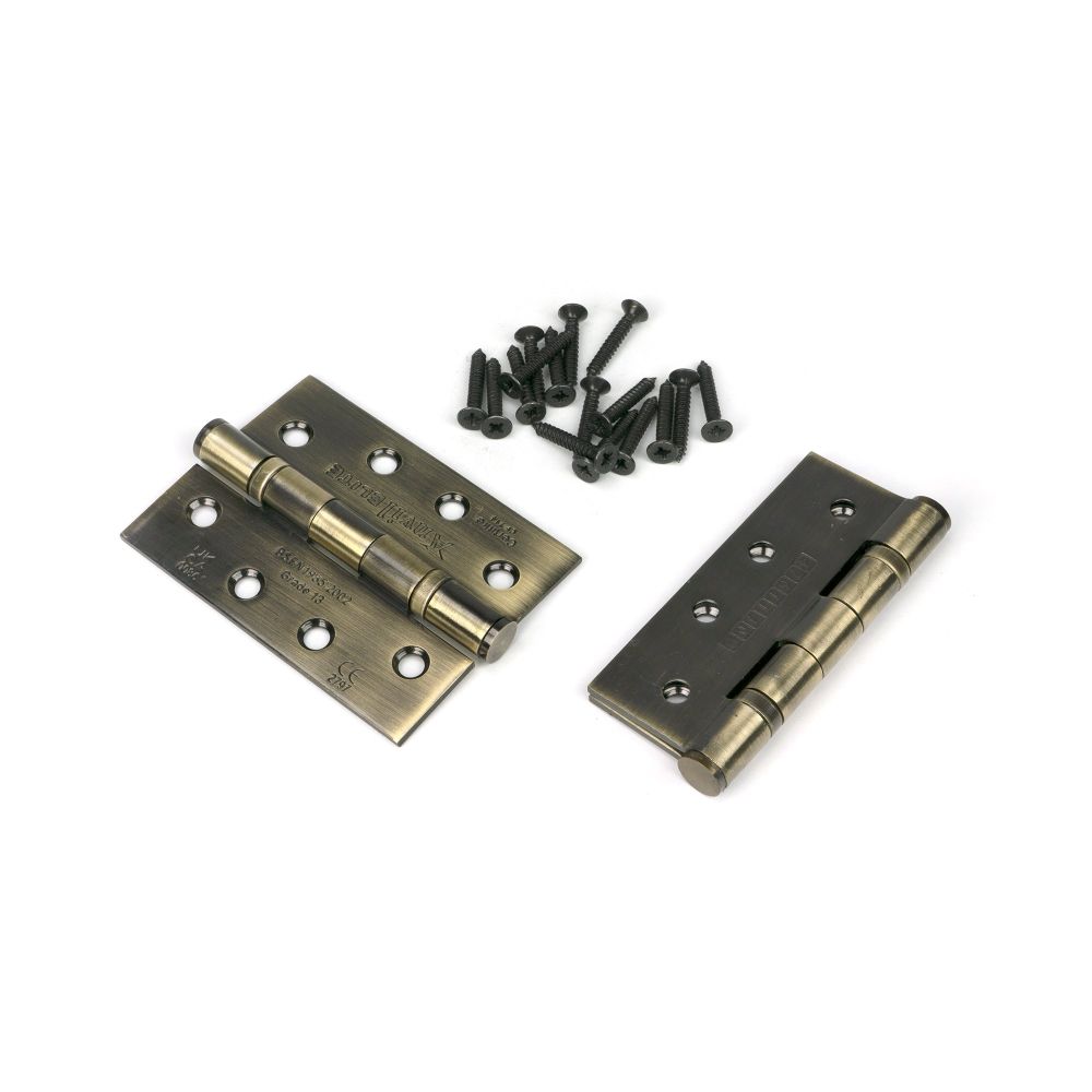 From The Anvil - Aged Brass 4" Ball Bearing Butt Hinge (pair) ss | Sku. 49570 | Trade Door Handles.
