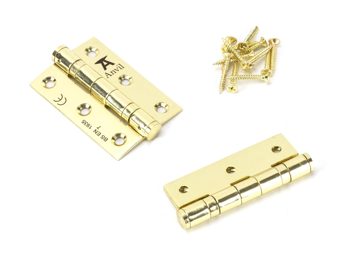 From The Anvil - Polished Brass 3" Ball Bearing Butt Hinge (pair) ss | Sku. 49572 | Trade Door Handles.
