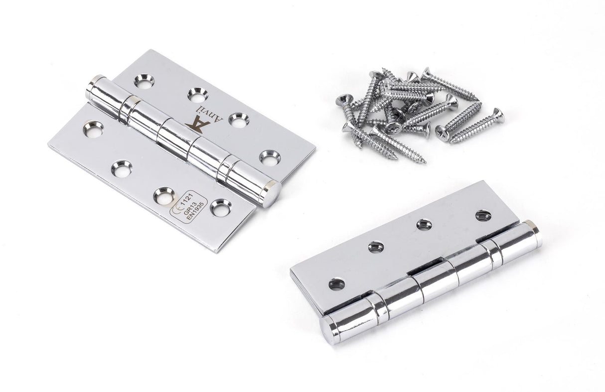 From The Anvil - Polished Chrome 4" Ball Bearing Butt Hinge (pair) ss | Sku. 49576 | Trade Door Handles.