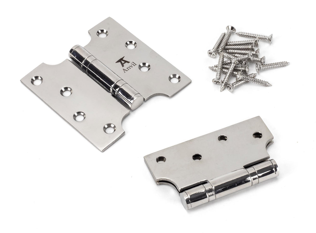 From The Anvil - Polished SS 4" x 2" x 4" Parliament Hinge (pair) | Sku. 49577 | Trade Door Handles.