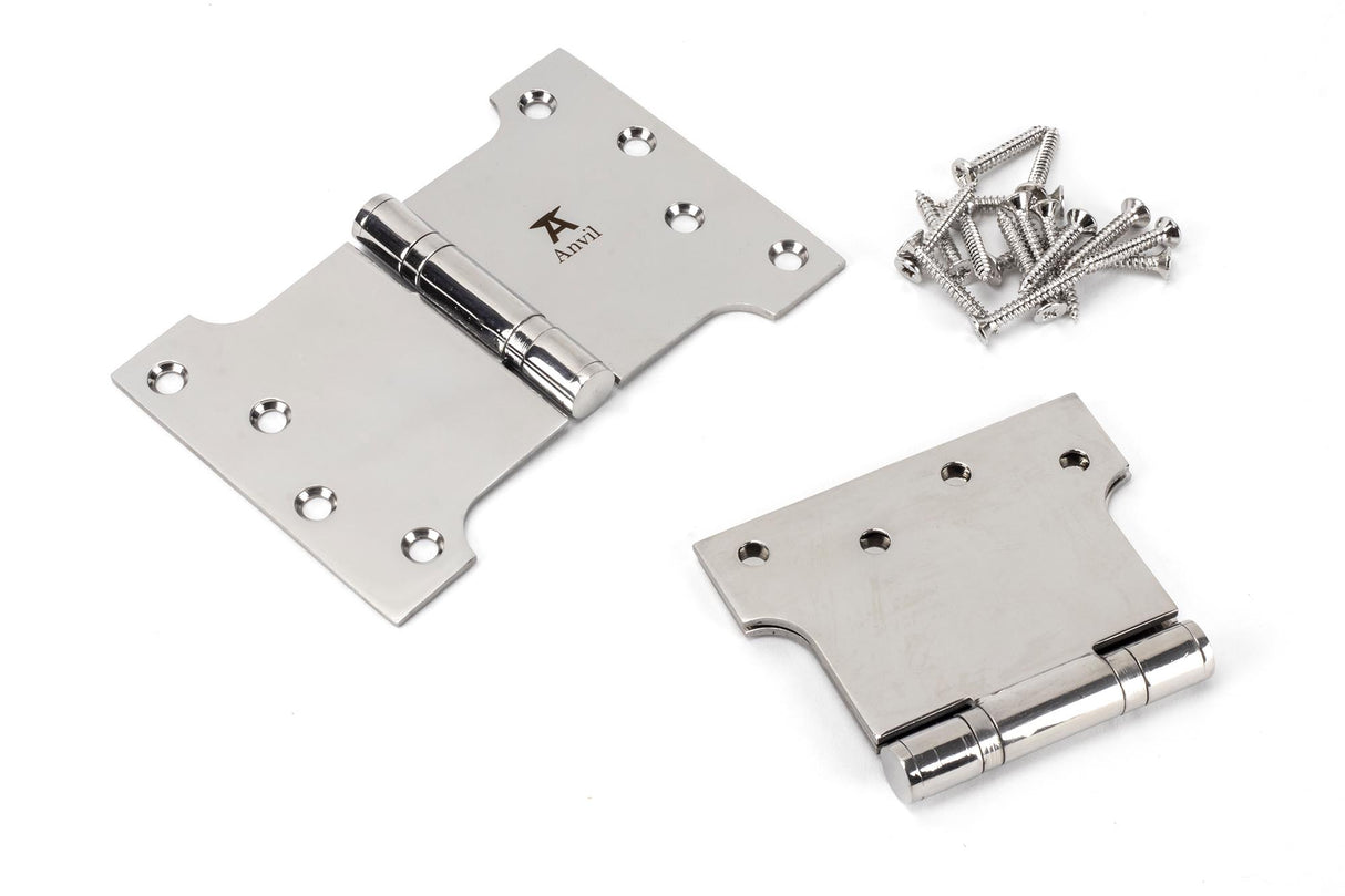From The Anvil - Polished SS 4" x 4" x 6" Parliament Hinge (pair) | Sku. 49579 | Trade Door Handles.