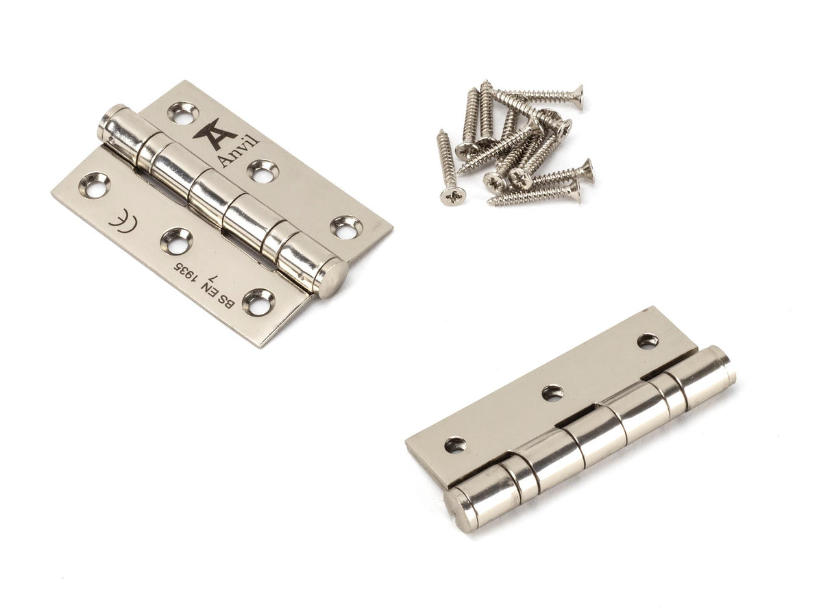 From The Anvil - Polished Nickel 3" Ball Bearing Butt Hinge (pair) ss | Sku. 49581 | Trade Door Handles.