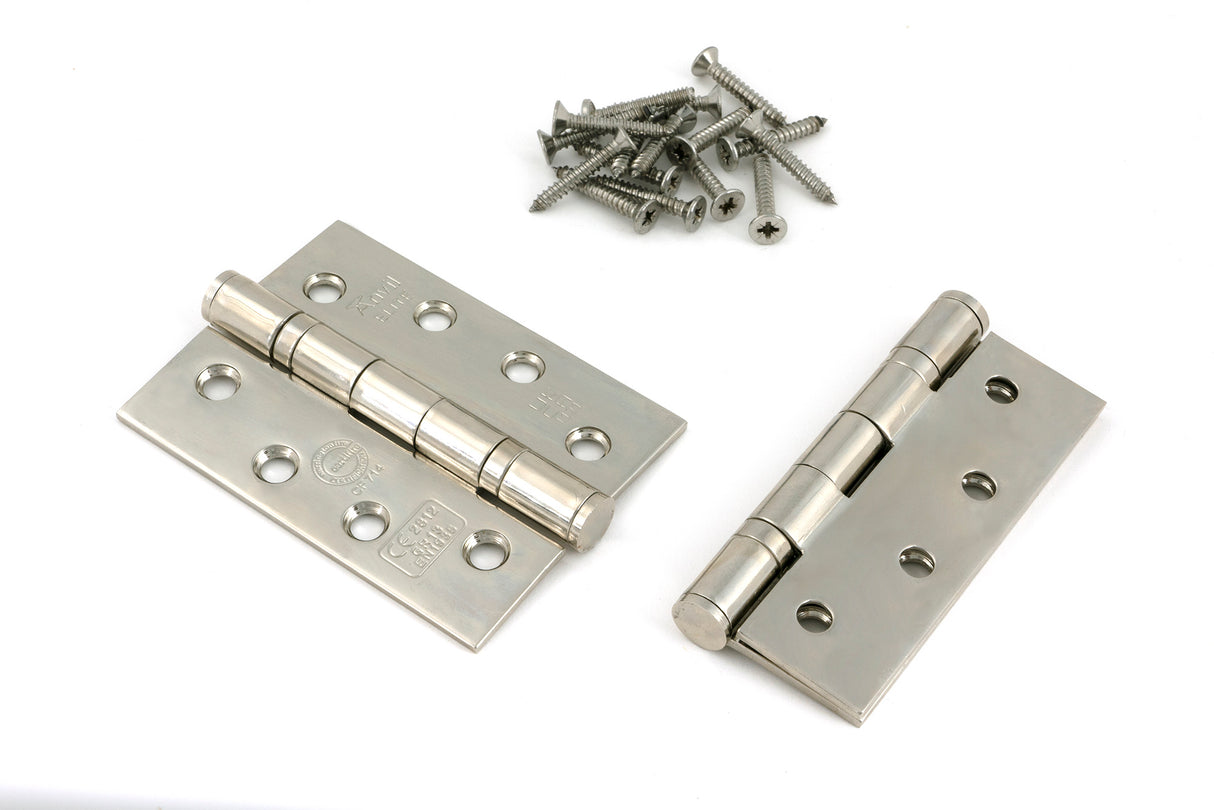 From The Anvil - Polished Nickel 4" Ball Bearing Butt Hinge (pair) ss | Sku. 49582 | Trade Door Handles.