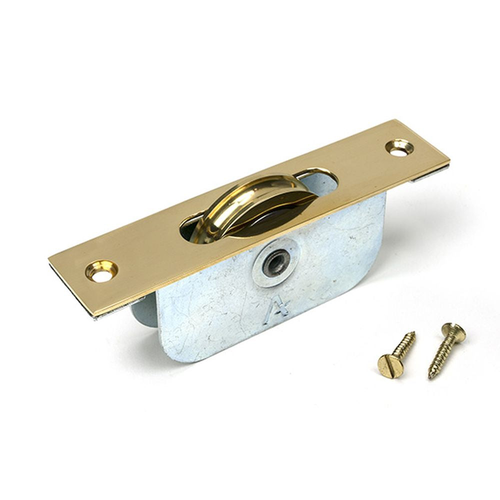 High quality images of the From The Anvil - Unlacquered Brass Square Ended Sash Pulley 75kg | Sku. Anvil-49587 | available to order from Trade Door Handles, quick delivery at discounted prices.
