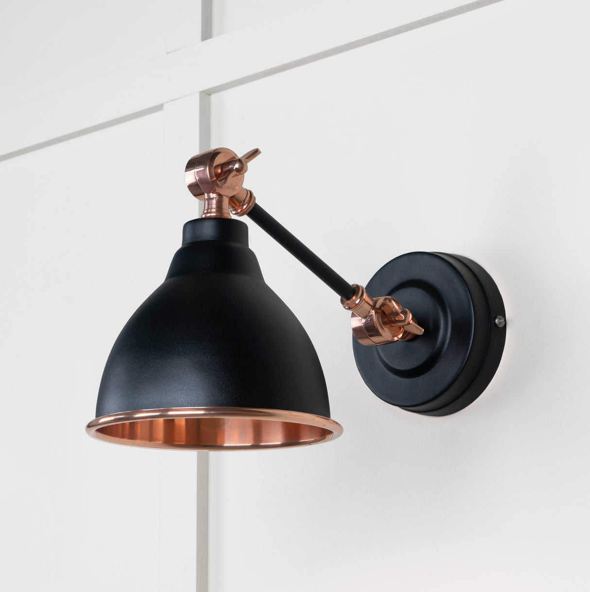 From The Anvil - Smooth Copper Brindley Wall Light in Elan Black | Sku. 49714SEB | Trade Door Handles.