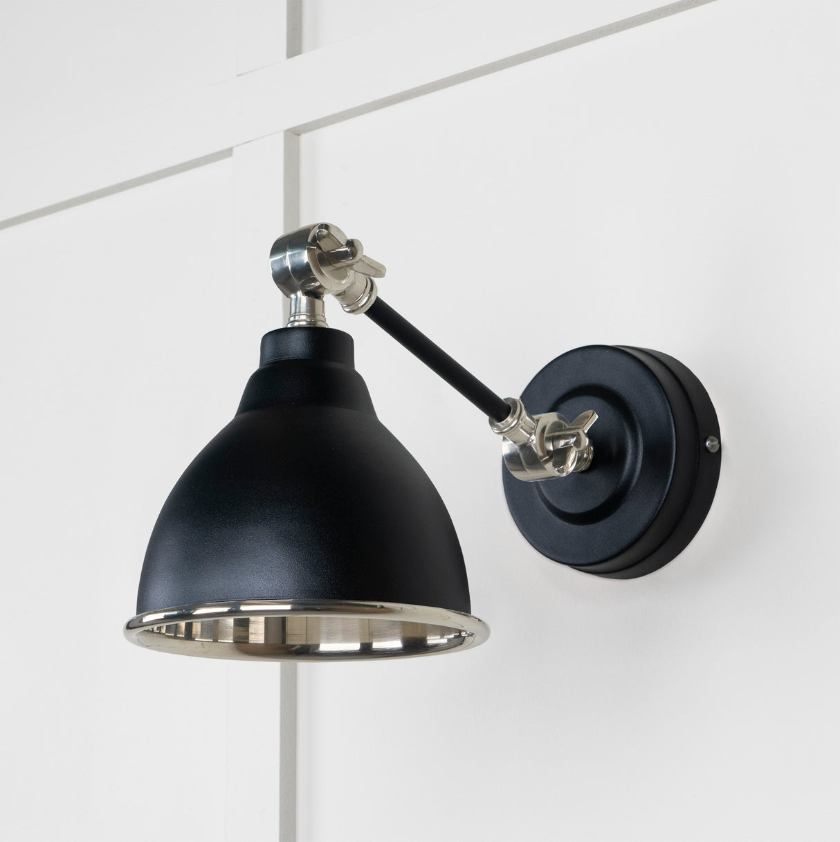 From The Anvil - Smooth Nickel Brindley Wall Light in Elan Black | Sku. 49715SEB | Trade Door Handles.