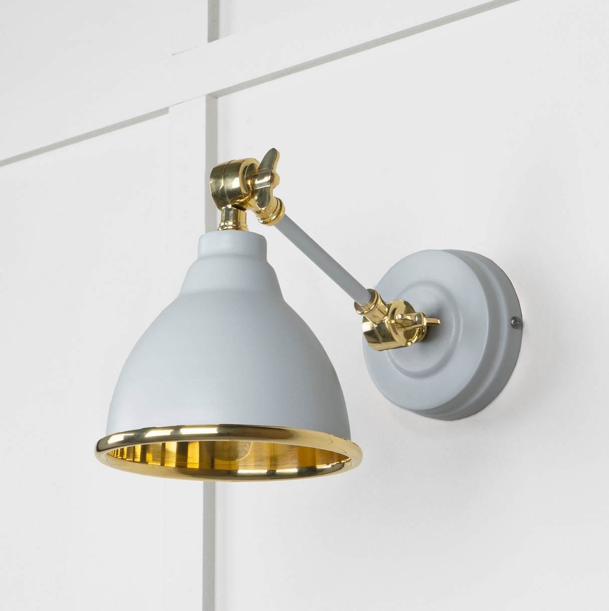 From The Anvil - Smooth Brass Brindley Wall Light in Birch | Sku. 49716SBI | Trade Door Handles.