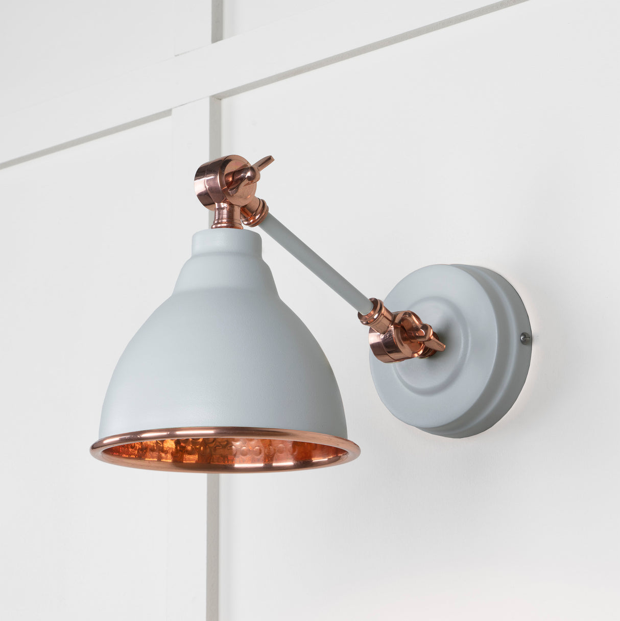 From The Anvil - Hammered Copper Brindley Wall Light in Birch | Sku. 49717SBI | Trade Door Handles.