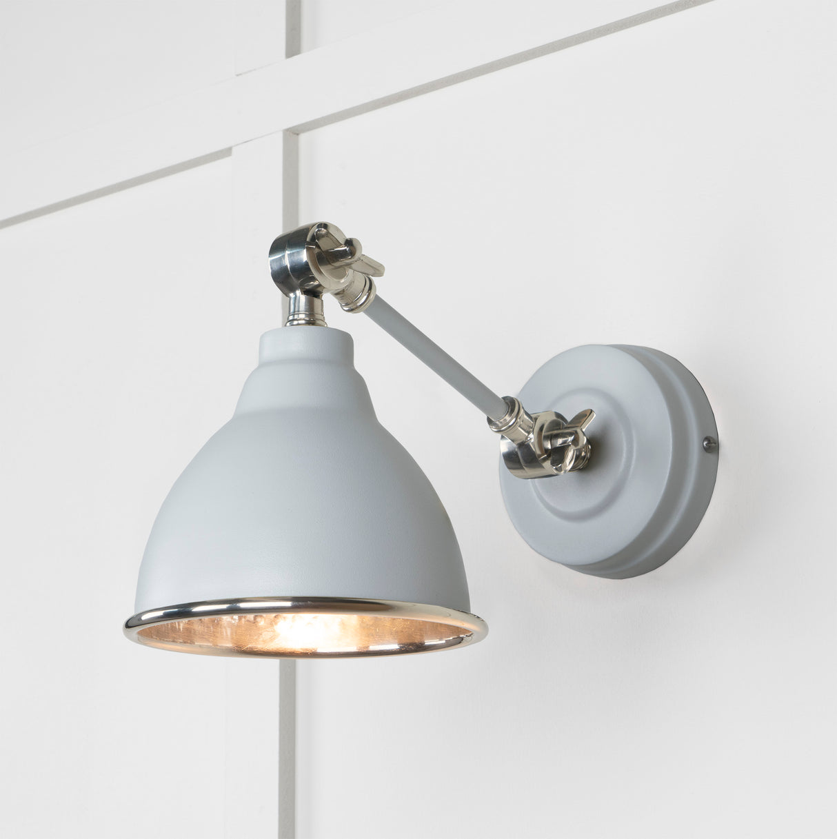 From The Anvil - Hammered Nickel Brindley Wall Light in Birch | Sku. 49718SBI | Trade Door Handles.