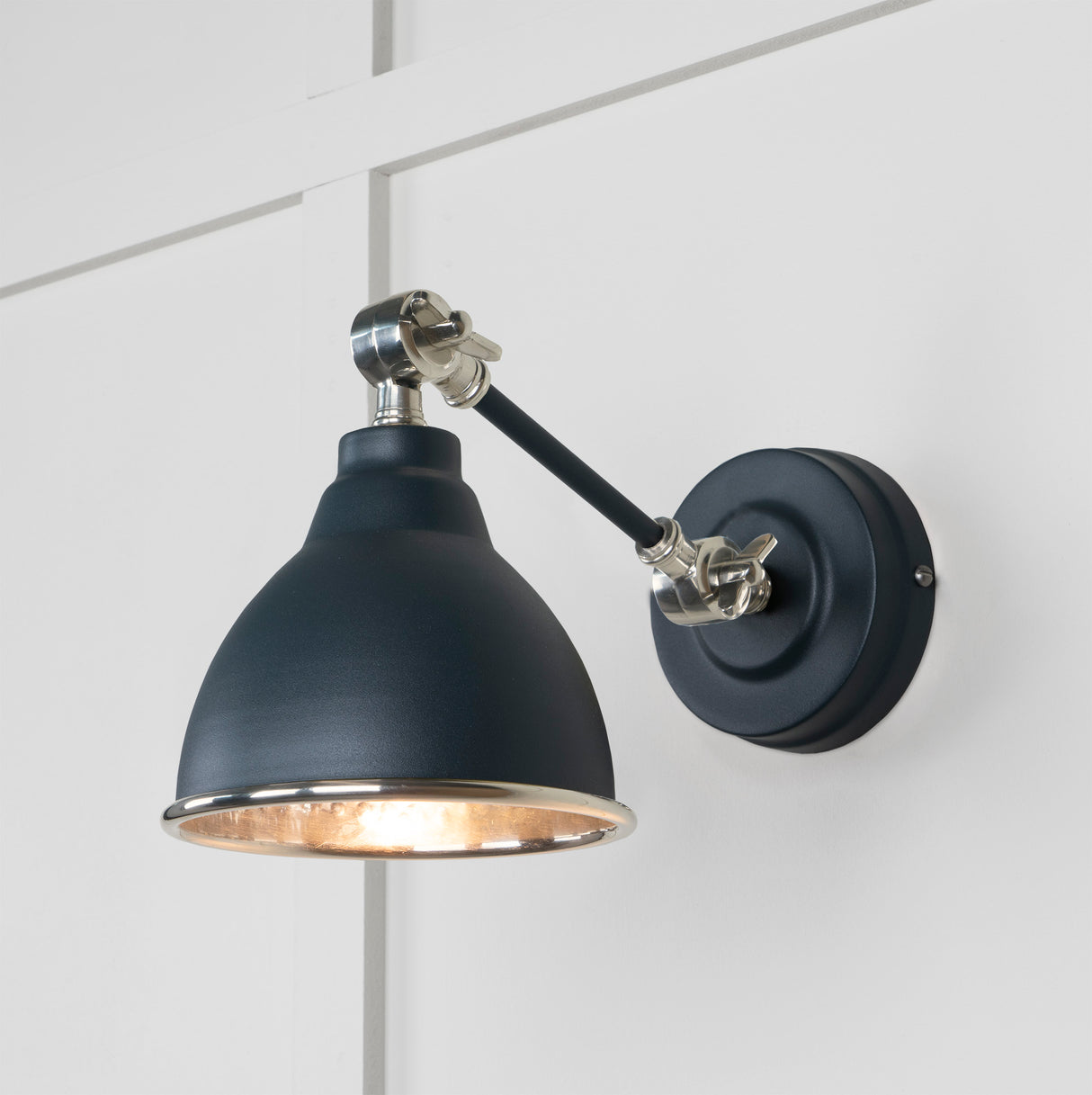From The Anvil - Hammered Nickel Brindley Wall Light in Soot | Sku. 49718SSO | Trade Door Handles.
