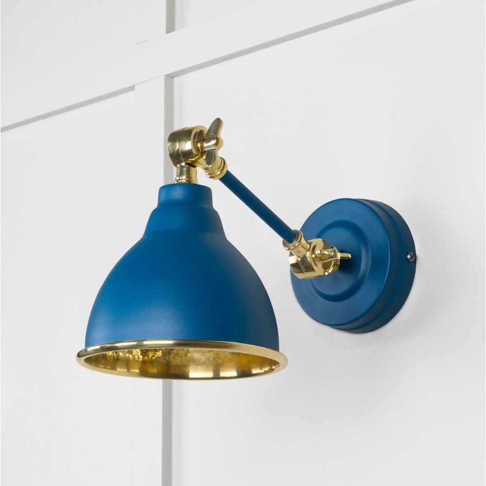 From The Anvil - Hammered Brass Brindley Wall Light in Upstream | Sku. 49719SU | Trade Door Handles.