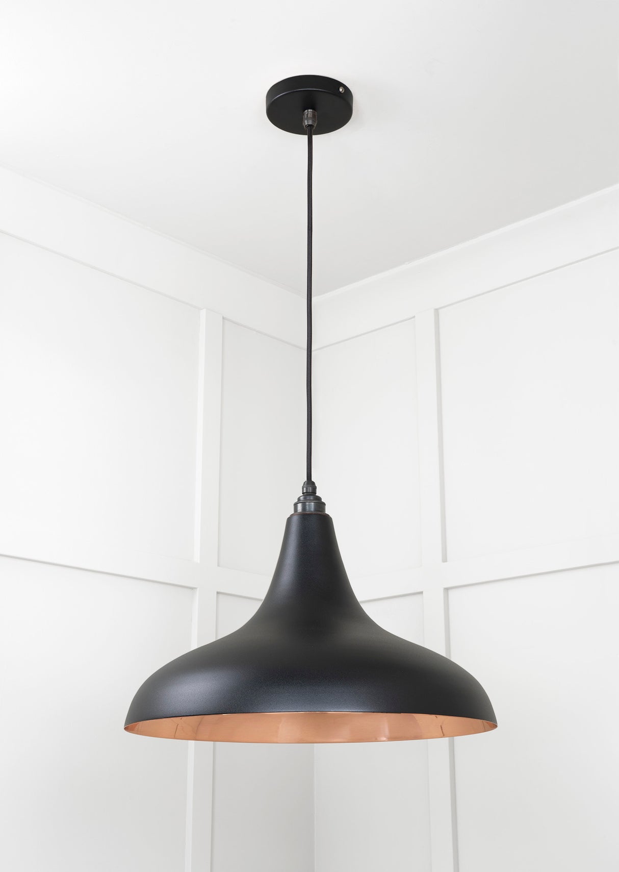 From The Anvil - Smooth Copper Frankley Pendant in Elan Black | Sku. 49720SEB | Trade Door Handles.