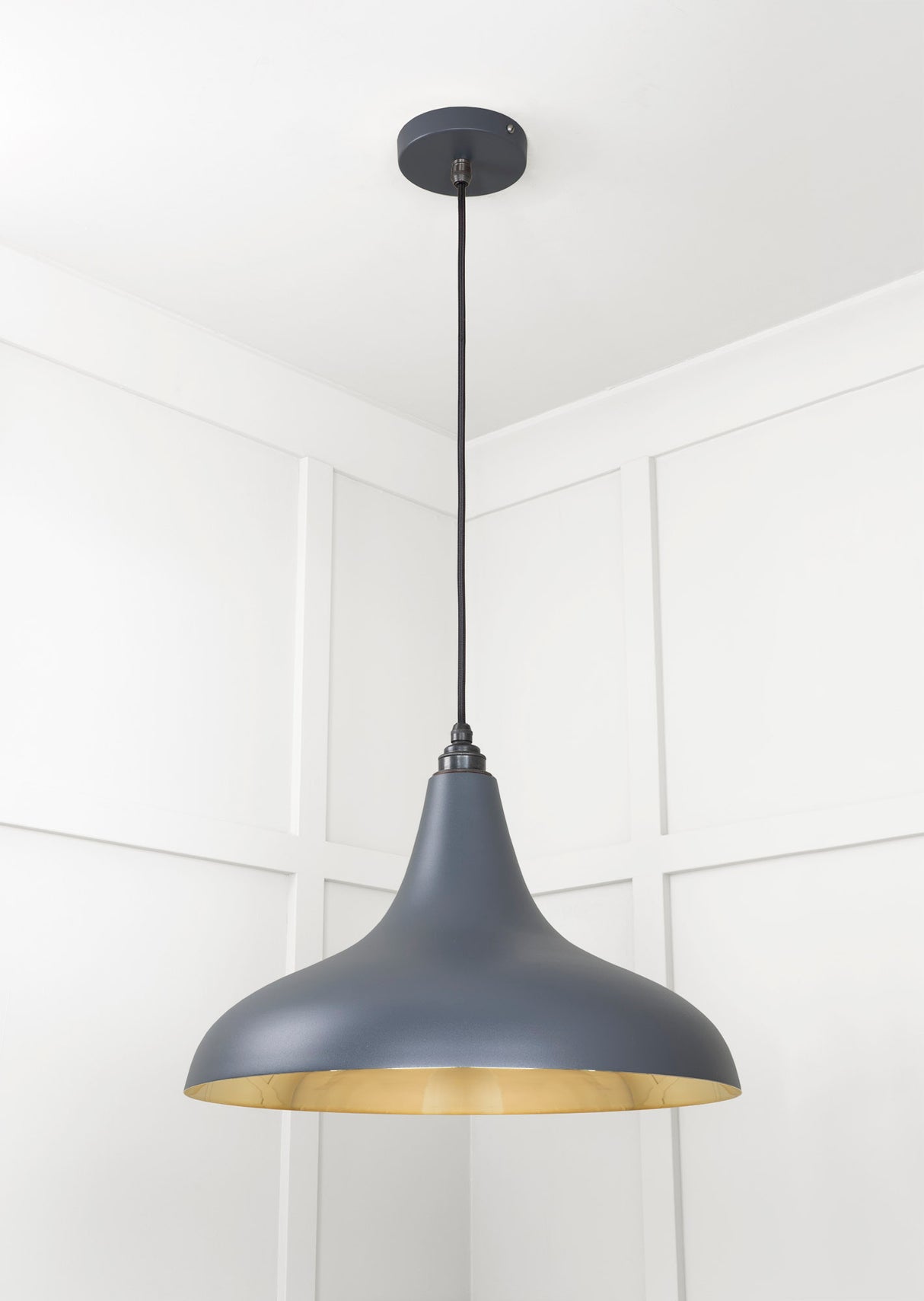 From The Anvil - Smooth Brass Frankley Pendant in Slate | Sku. 49722SSL | Trade Door Handles.