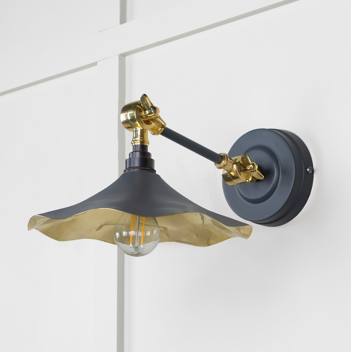 From The Anvil - Smooth Brass Flora Wall Light in Slate | Sku. 49725SSL | Trade Door Handles.