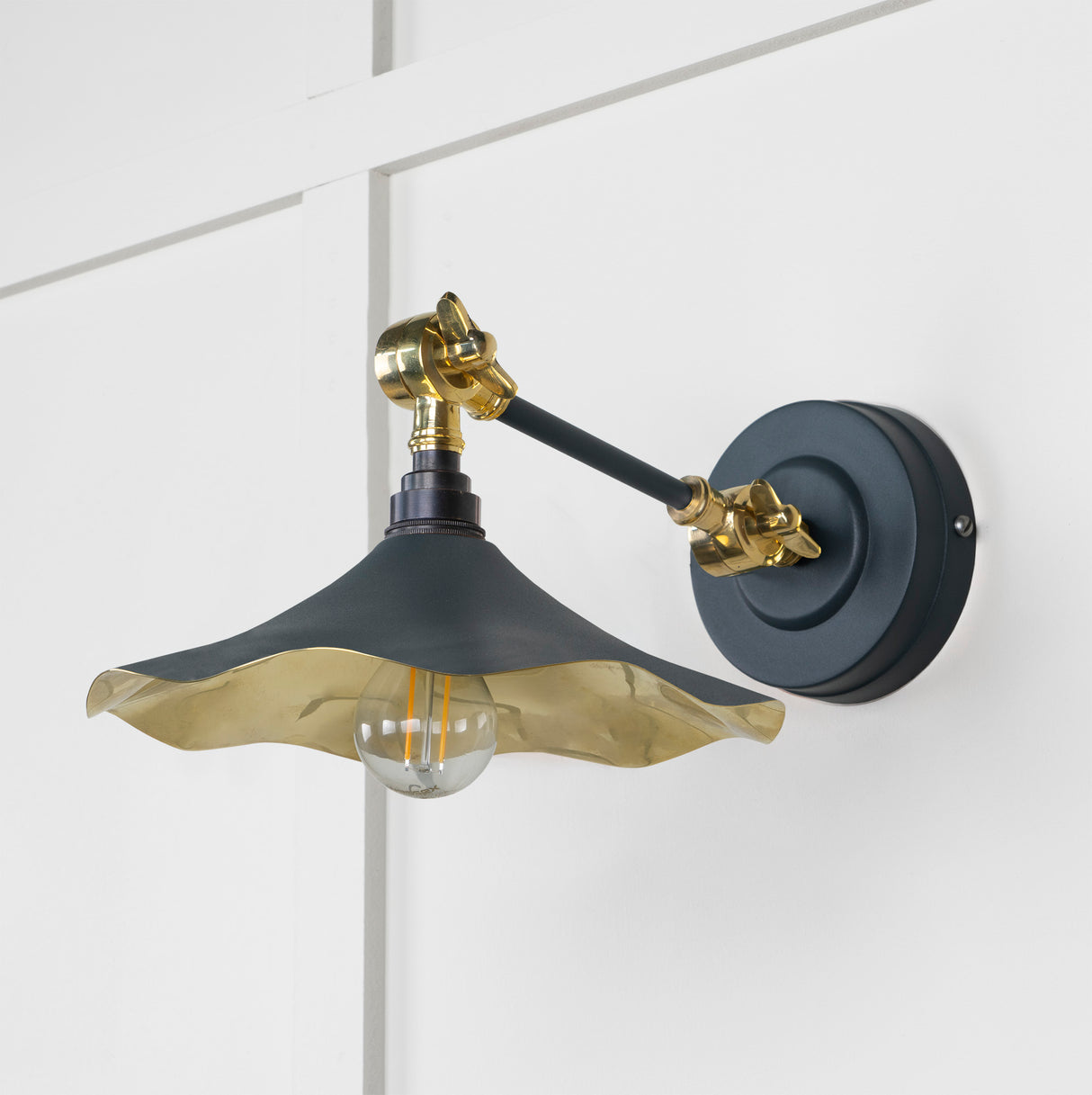 From The Anvil - Smooth Brass Flora Wall Light in Soot | Sku. 49725SSO | Trade Door Handles.