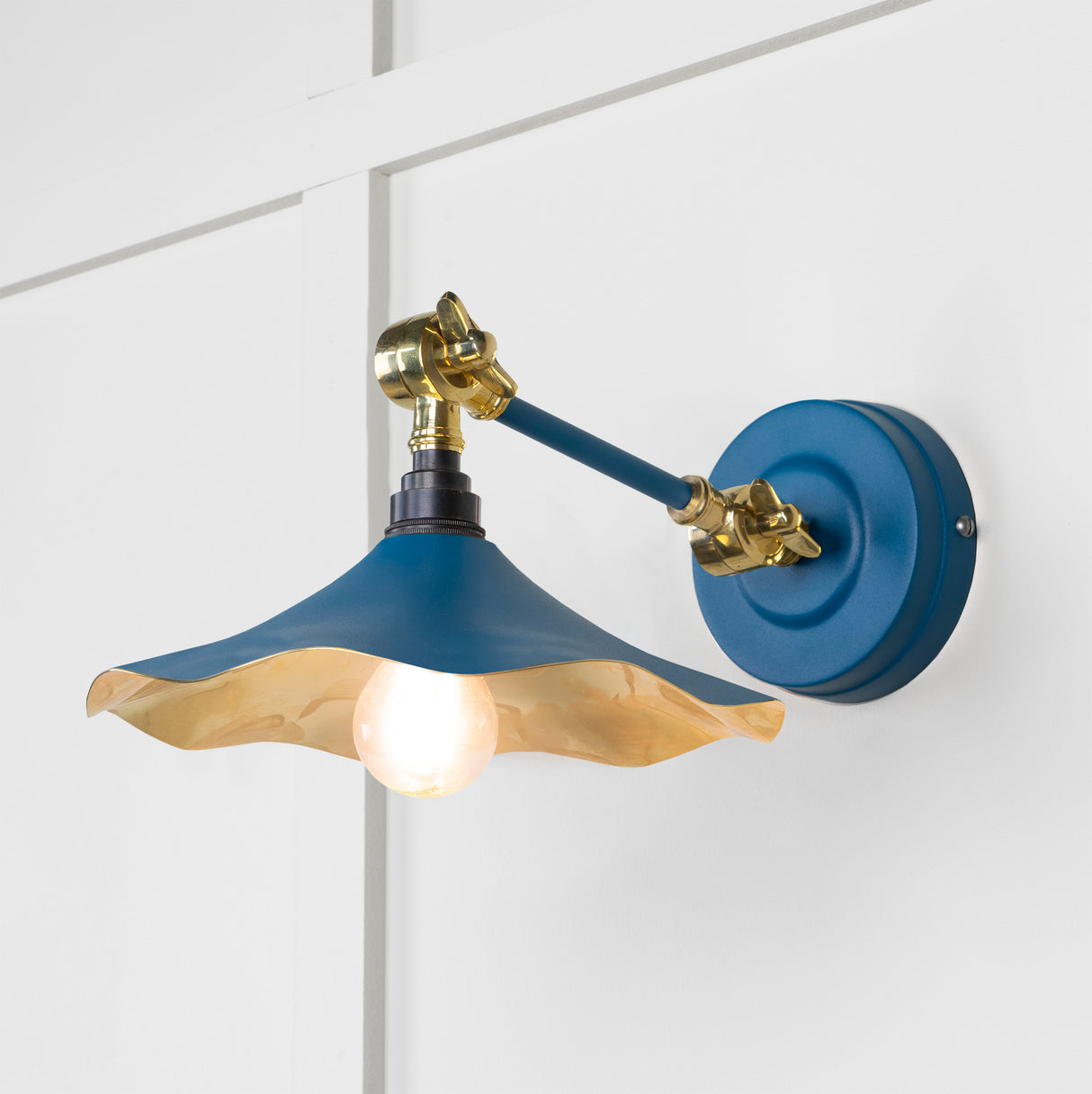 From The Anvil - Smooth Brass Flora Wall Light in Upstream | Sku. 49725SU | Trade Door Handles.