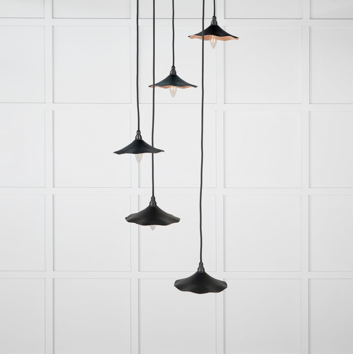 From The Anvil - Smooth Copper Flora Cluster Pendant in Elan Black | Sku. 49726SEB | Trade Door Handles.