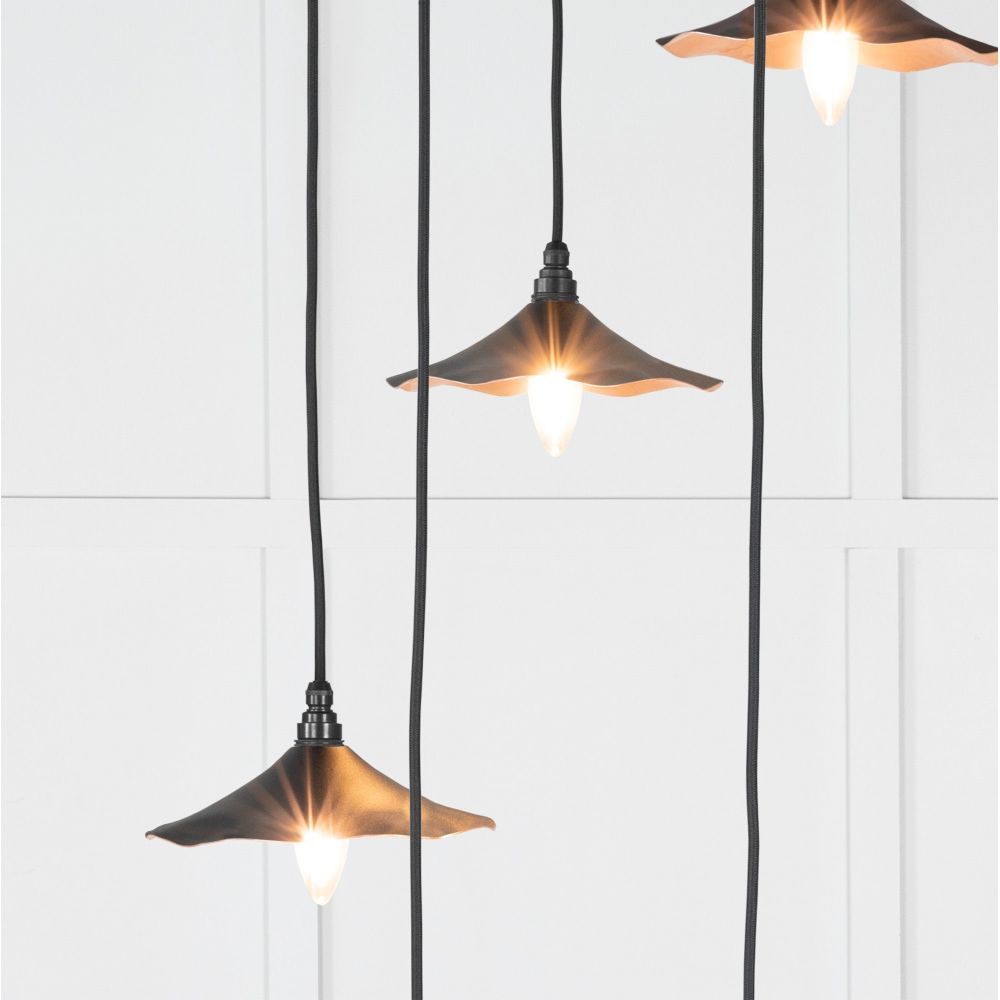 From The Anvil - Smooth Copper Flora Cluster Pendant in Elan Black | Sku. 49726SEB | Trade Door Handles.