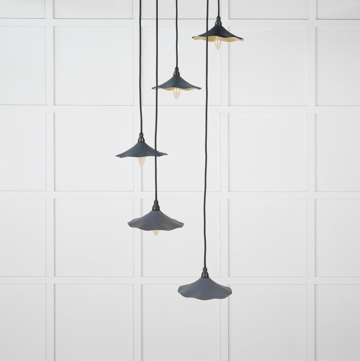 From The Anvil - Smooth Brass Flora Cluster Pendant in Slate | Sku. 49728SSL | Trade Door Handles.