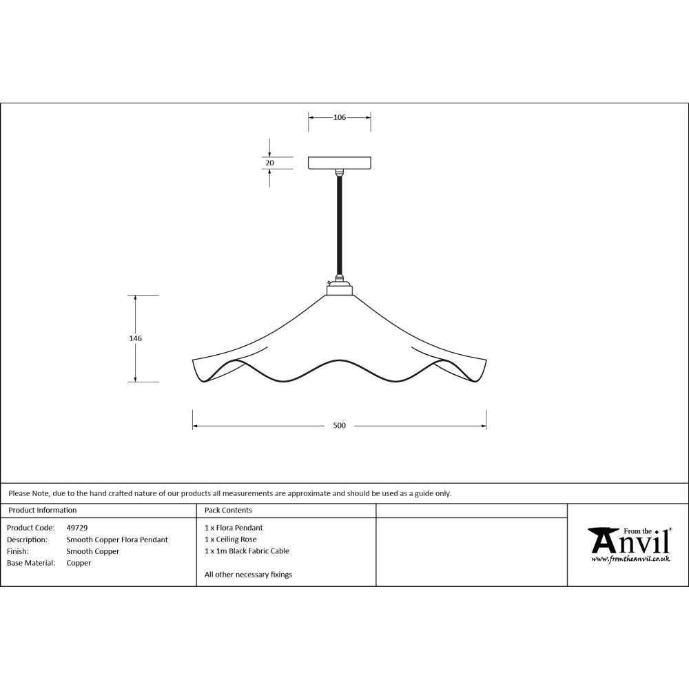 From The Anvil - Smooth Copper Flora Pendant | Sku. 49729 | Trade Door Handles.