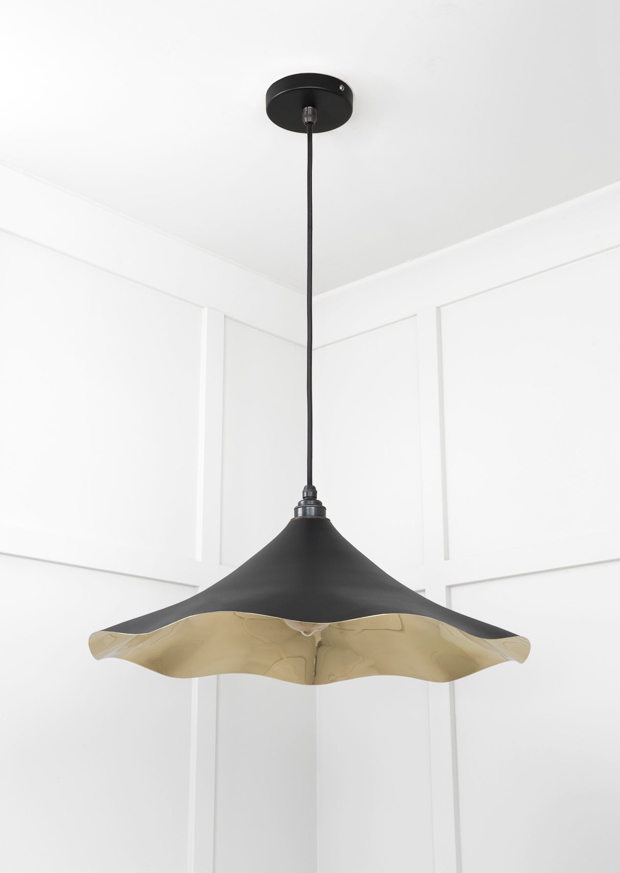 From The Anvil - Smooth Brass Flora Pendant in Elan Black | Sku. 49731SEB | Trade Door Handles.