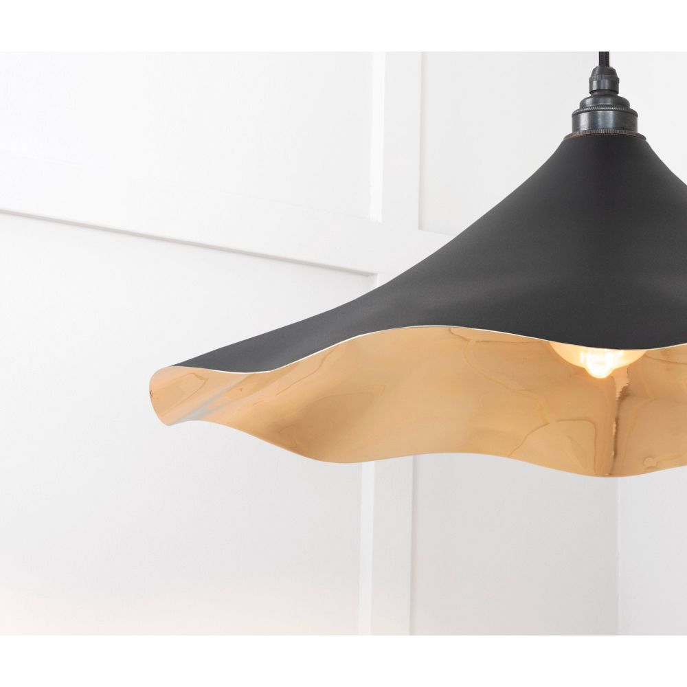 From The Anvil - Smooth Brass Flora Pendant in Elan Black | Sku. 49731SEB | Trade Door Handles.