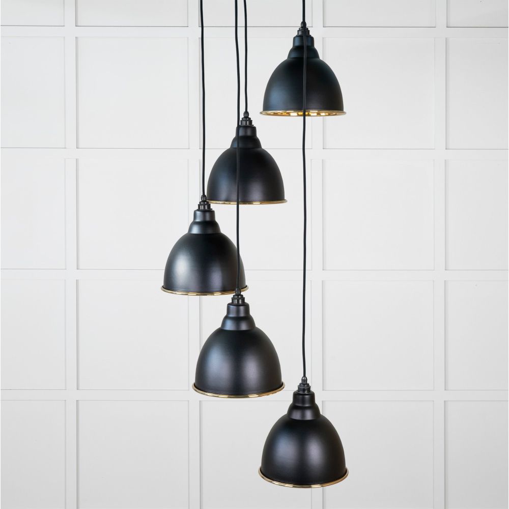 From The Anvil - Smooth Brass Brindley Cluster Pendant in Elan Black | Sku. 49738SEB | Trade Door Handles.
