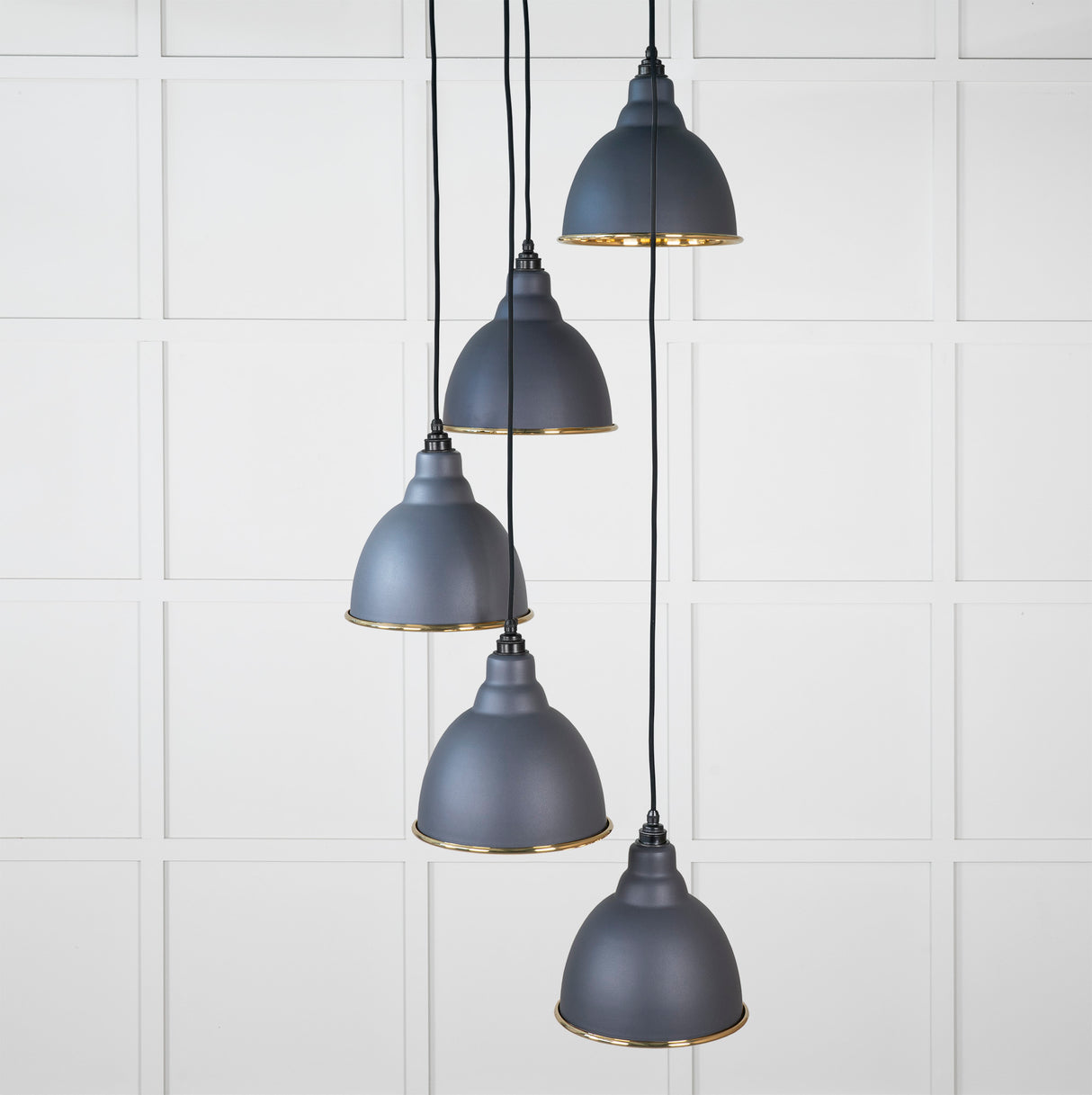 From The Anvil - Smooth Brass Brindley Cluster Pendant in Slate | Sku. 49738SSL | Trade Door Handles.