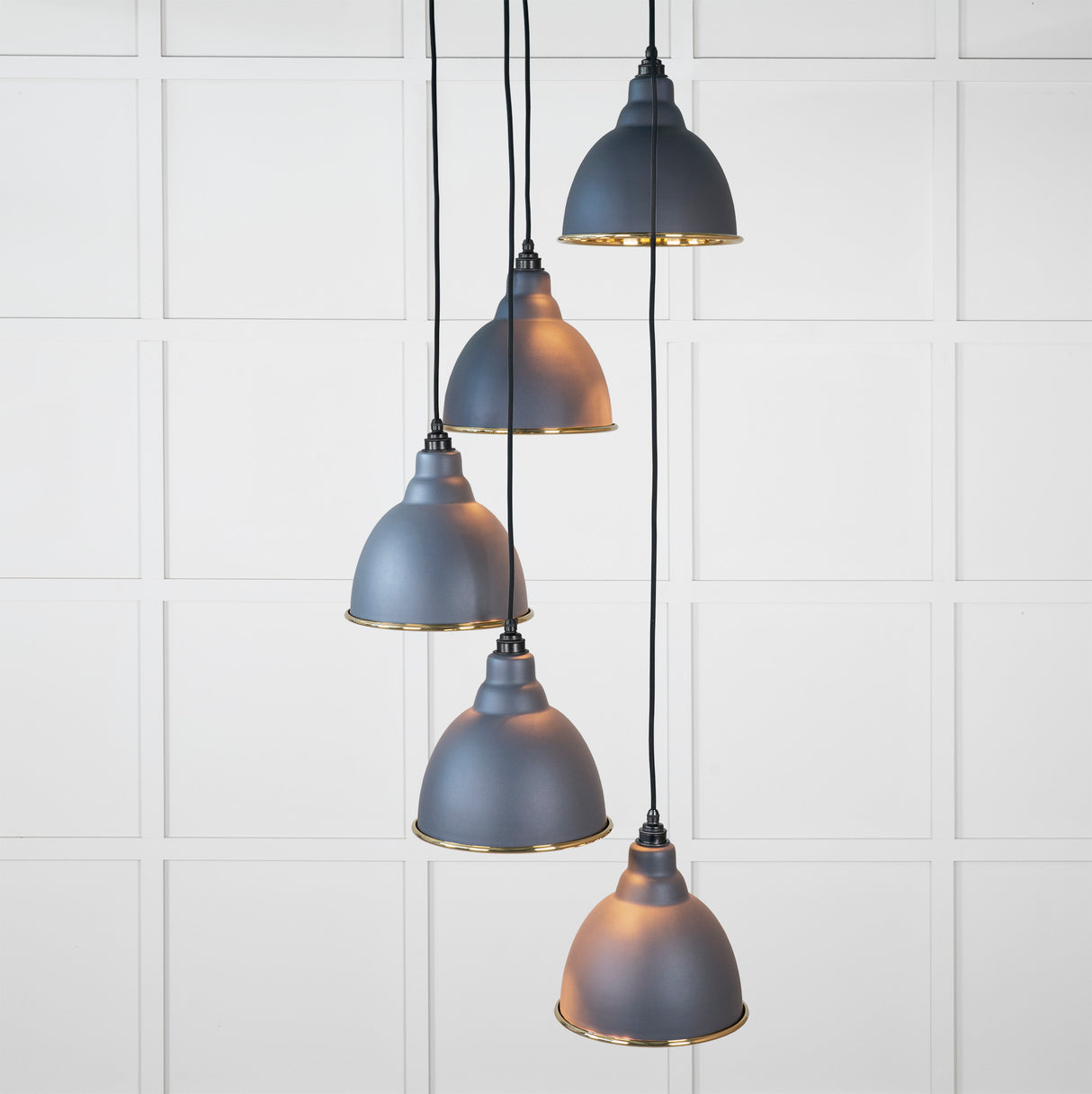 From The Anvil - Smooth Brass Brindley Cluster Pendant in Slate | Sku. 49738SSL | Trade Door Handles.