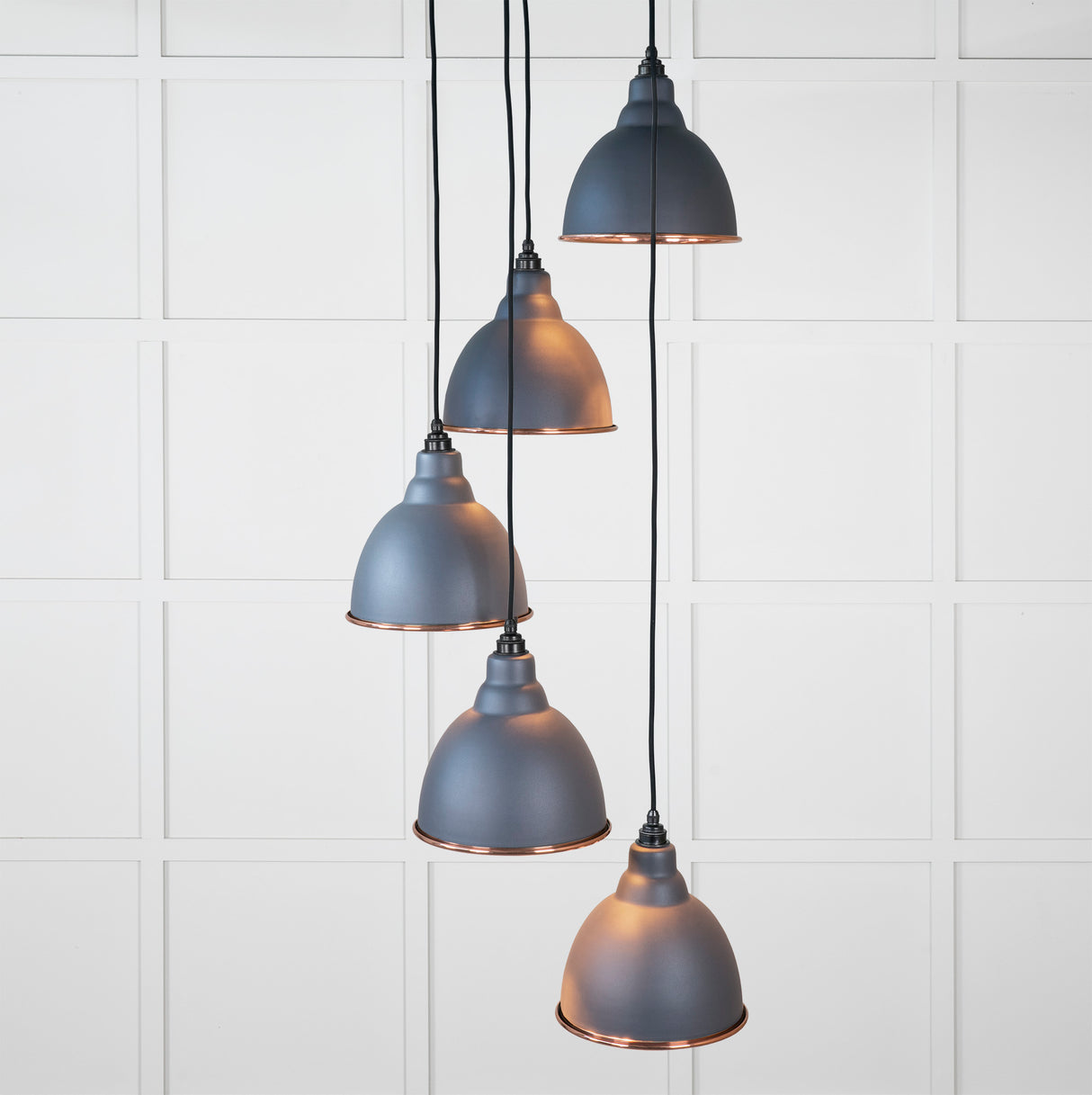 From The Anvil - Hammered Copper Brindley Cluster Pendant in Slate | Sku. 49739SSL | Trade Door Handles.