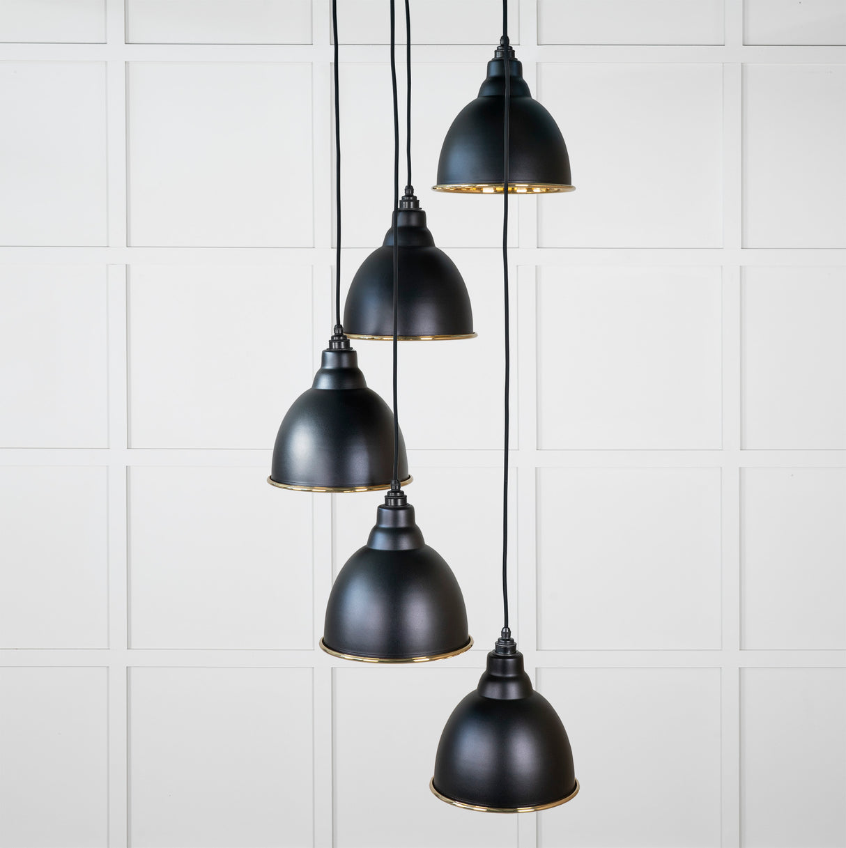 From The Anvil - Hammered Brass Brindley Cluster Pendant in Elan Black | Sku. 49741SEB | Trade Door Handles.
