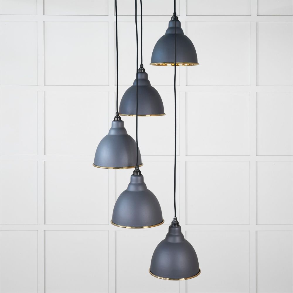From The Anvil - Hammered Brass Brindley Cluster Pendant in Slate | Sku. 49741SSL | Trade Door Handles.