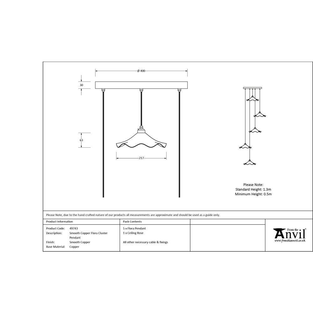 From The Anvil - Smooth Copper Flora Cluster Pendant | Sku. 49743 | Trade Door Handles.