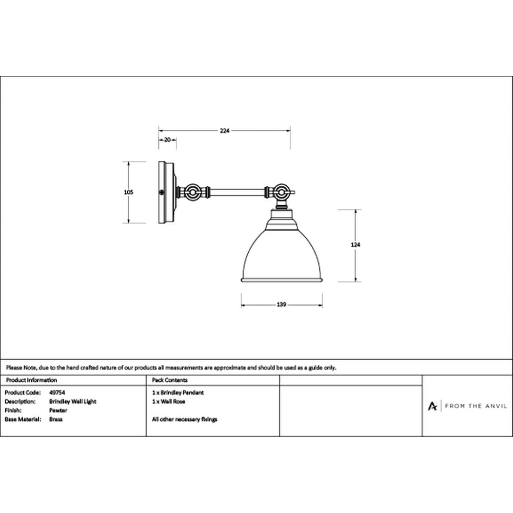 High quality images of the From The Anvil - Pewter Brindley Wall Light | Sku. Anvil-49754 | available to order from Trade Door Handles, quick delivery at discounted prices.