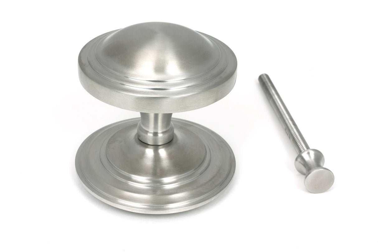 From The Anvil - Satin Marine SS (316) Art Deco Centre Door Knob | Sku. 49806 | Trade Door Handles.