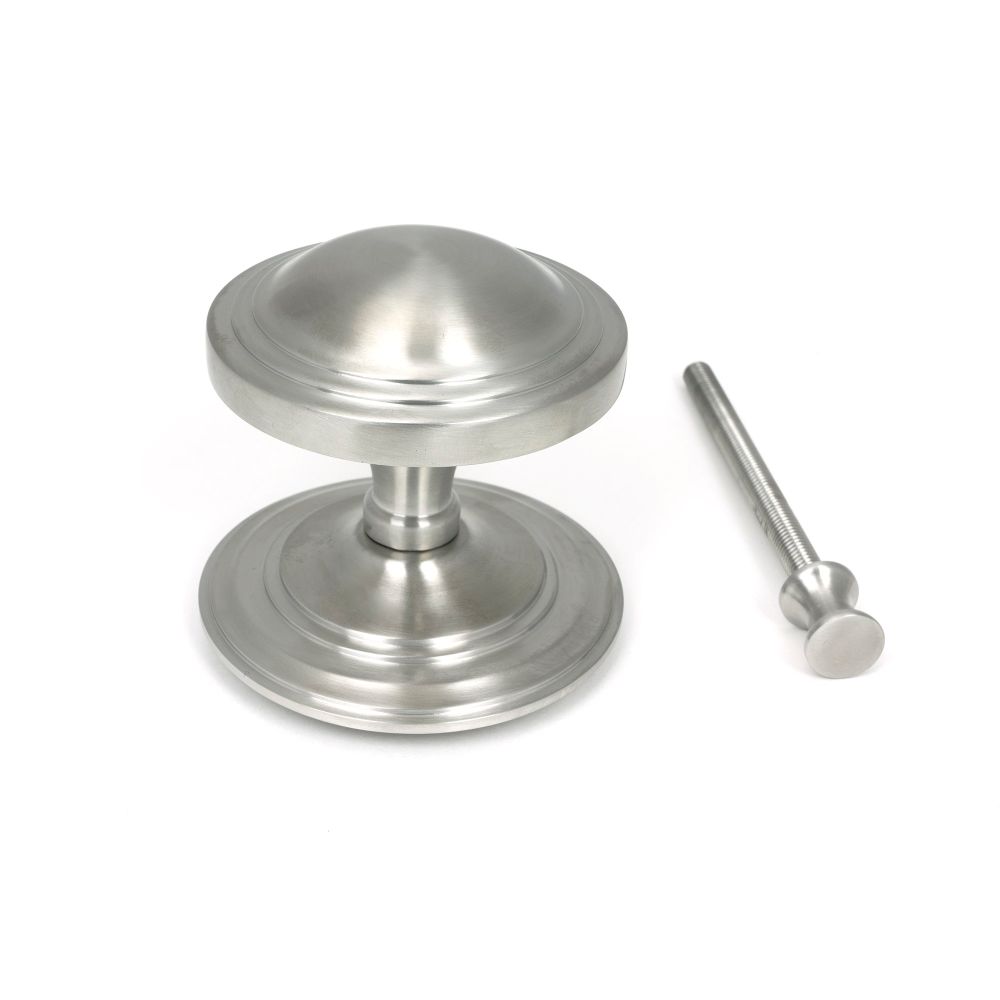 From The Anvil - Satin Marine SS (316) Art Deco Centre Door Knob | Sku. 49806 | Trade Door Handles.